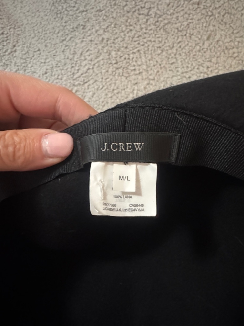 J Crew Classic Black Wide-Brim Wool Hat - Picture 3 of 3